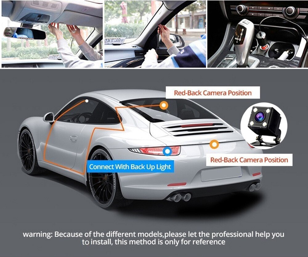 3 Channel Dash Cam Video Recorder 24HR Rear View DVR Three Lens Car Camera