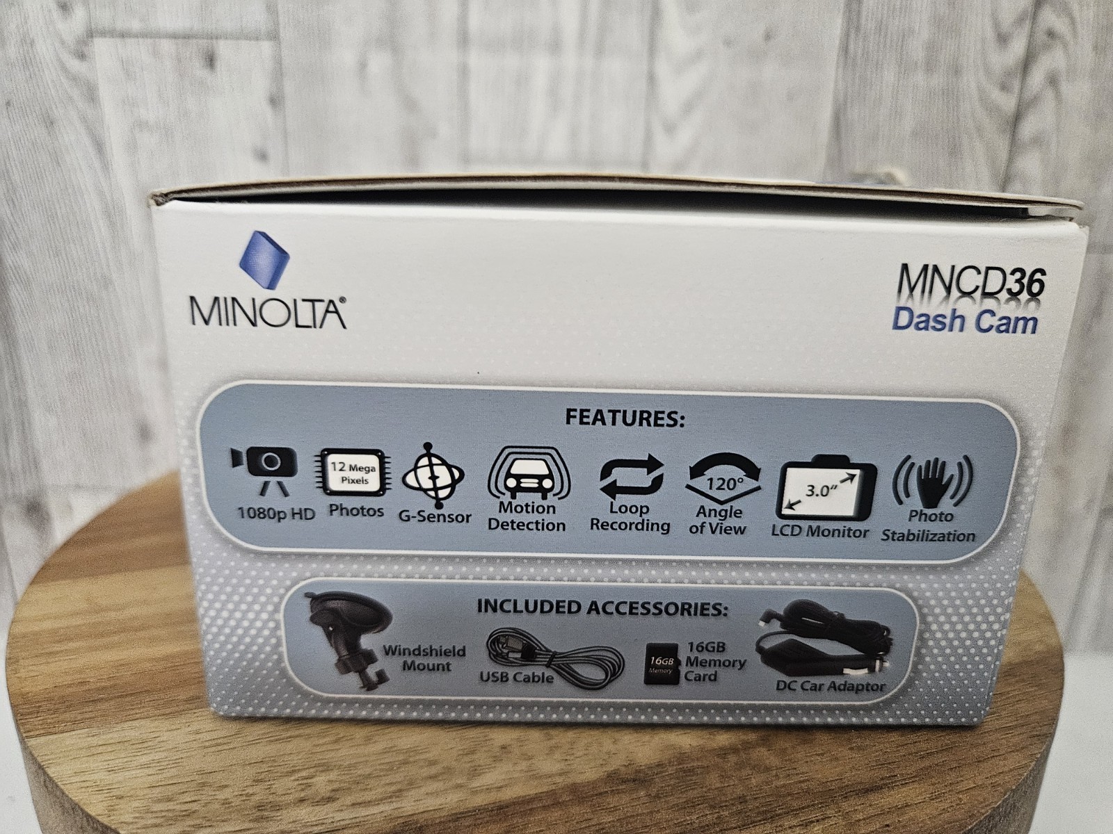 Minolta MNCD36 HD Dash Cam 1080p 3″ LCD Screen 16GB Memory Card Black