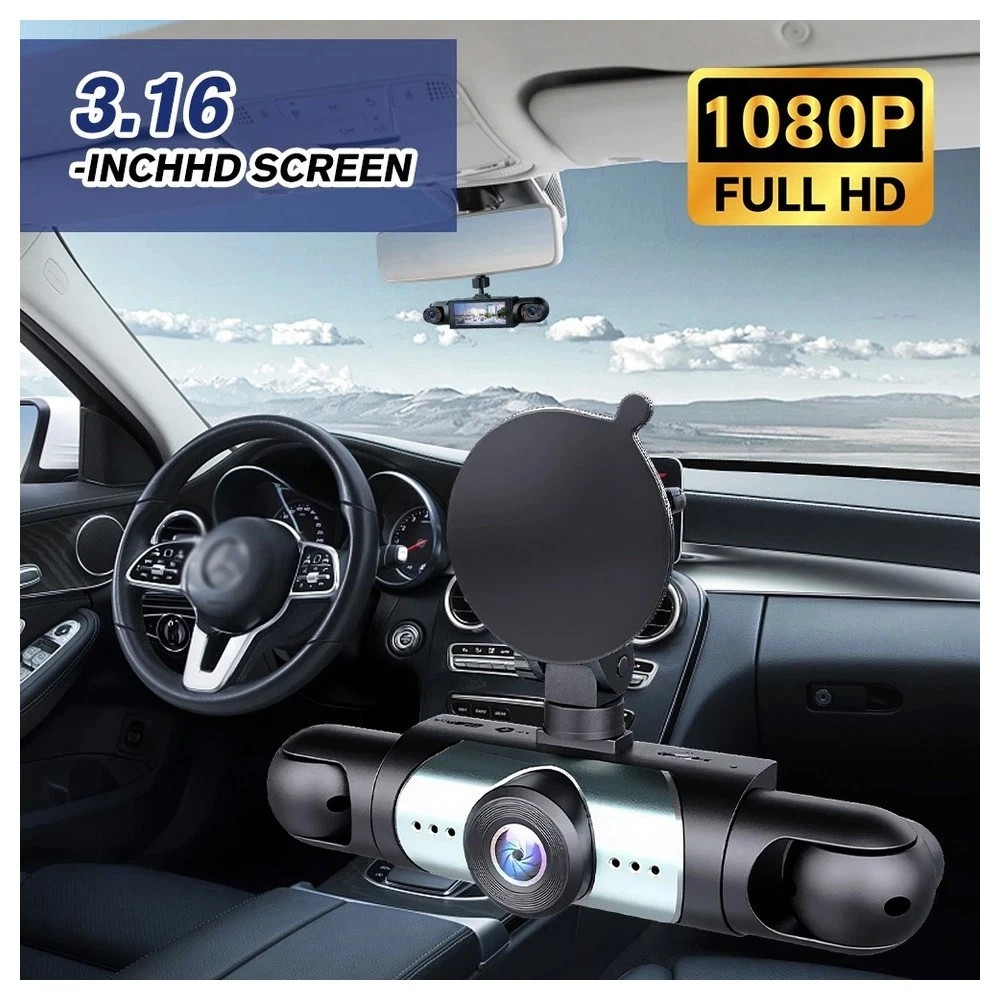 360° Full View 4 Channel Dash Camera 1080P Infrared Night Vision G-Sensor