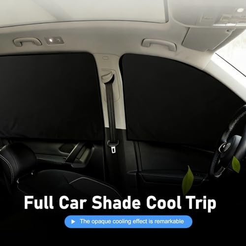 4PCS Car Window Shades with Magnets, Strongout Front Rear Side 4 PCS Black