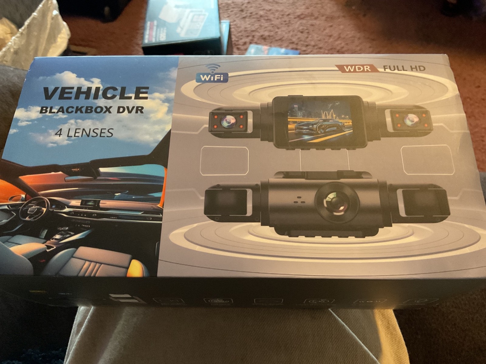 4 Lens – Vehicle BlackBox WIFI DVR Full HD – Dash Cam Front, Rear and Inside.
