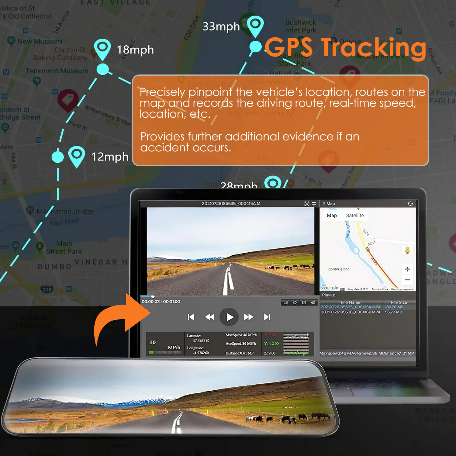 Touch Screen Dash Cam 4K 1080P Car DVR Recorder GPS G-sensor Front Rear Camera