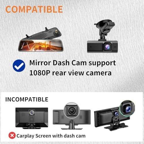4 Pin Backup Camera for Mirror Dash Cam AHD1080P, 4 Pin to 2.5mm Jack Vehicle