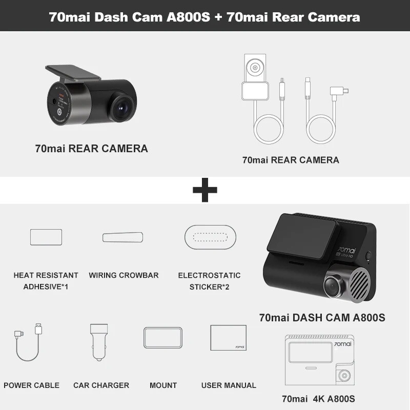 70mai A800S GPS 4K Smart Dash Cam DVR Car Video Recording Global Dashcam