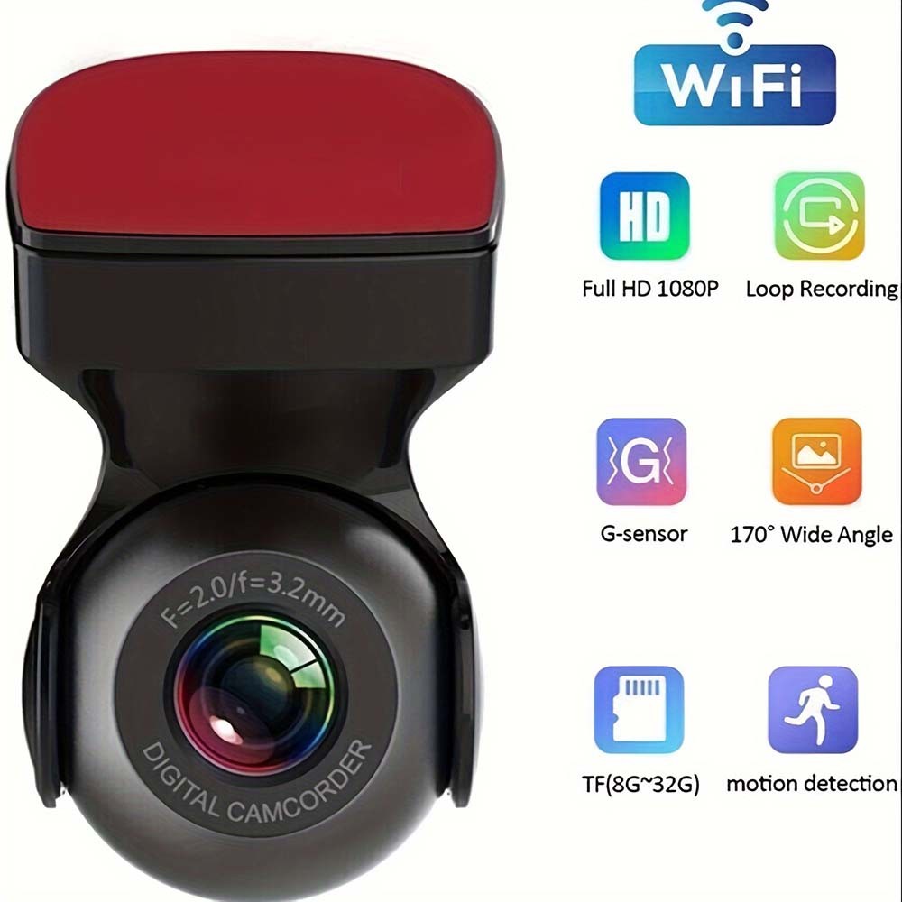 Clear Durable Sturdy Easy-To-Install Wear-Resistant 170°Wide-Angle Wifi Dash Cam