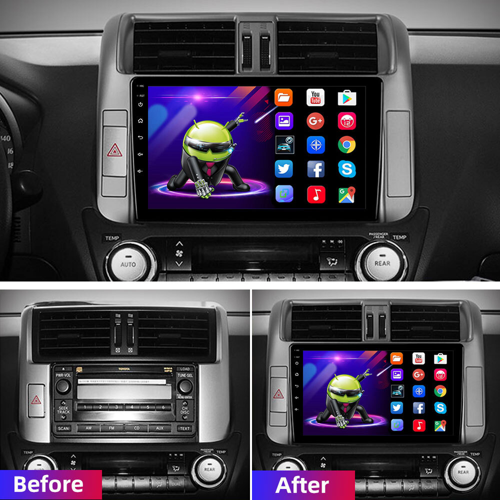 9” Wireless Carplay Android Auto Head Unit Radio Kit For Toyota Prado 2009-2013