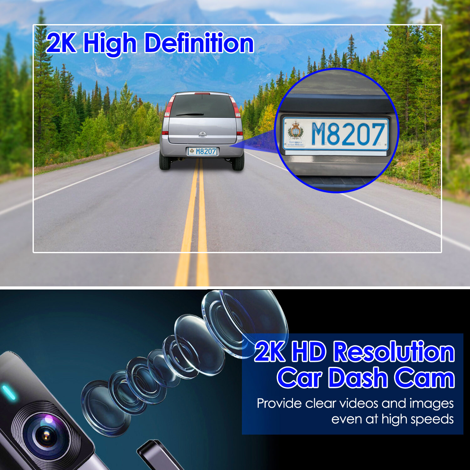 Dash Cam 2K 1296P WiFi Car Camera with 1.47″ IPS Screen Night Vision 32GB Card