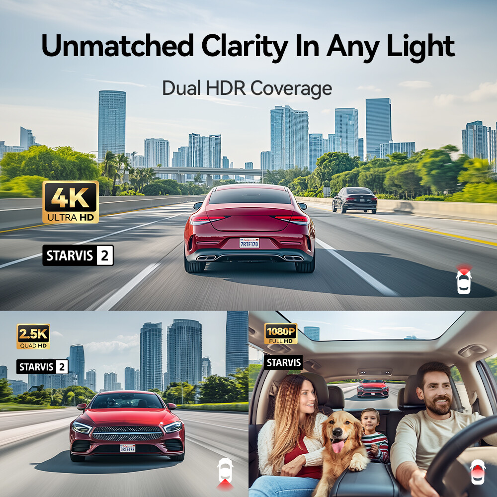 REDTIGER F17Elite 3 Channel 4K+2.5K+1080P Front Rear Inside 128GB Car Dash Cam