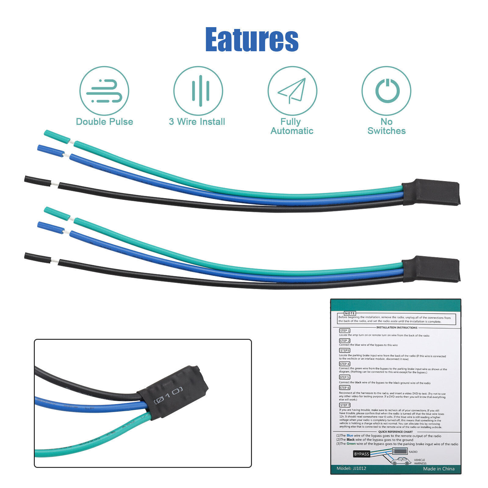 2PCS Universal Pulse Bypass Fit AVH MVH DVH Pioneer Parking Brake Video Override