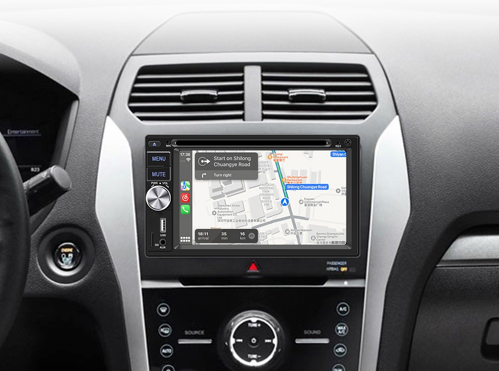 Double 2 Din Apple CarPlay Car Stereo Bluetooth Radio 6.2″ CD DVD Player+MIC&CAM
