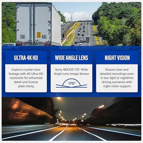 Silver Series Dash Cam 4K Ultra HD Automatic Recording, Wide Dynamic Range