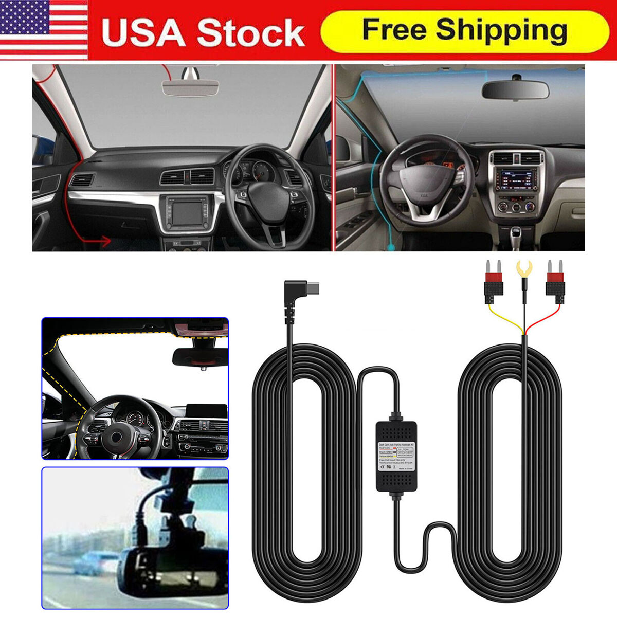 Car Dash Cam Hardwire Kit For Fuse 12V-24V to 5V/3A Type C Port Hard Wire Cable·