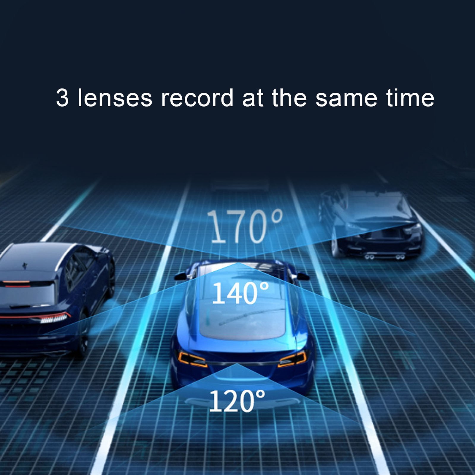 3.0in Car Dash Cam 3 Lens Night G Sensor Loop Recording Motion Detection