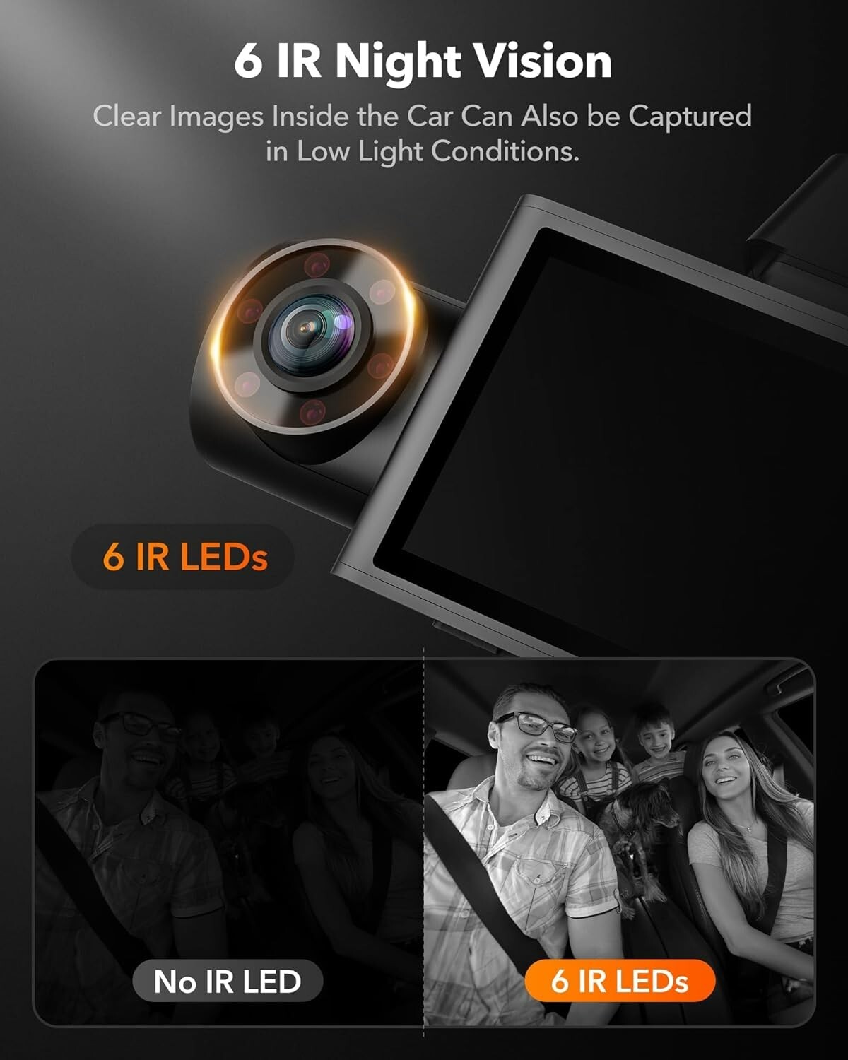 Crystal 3 Channel Dash Cam – 4K+1080P Front and Inside – WiFi GPS – Night Vision