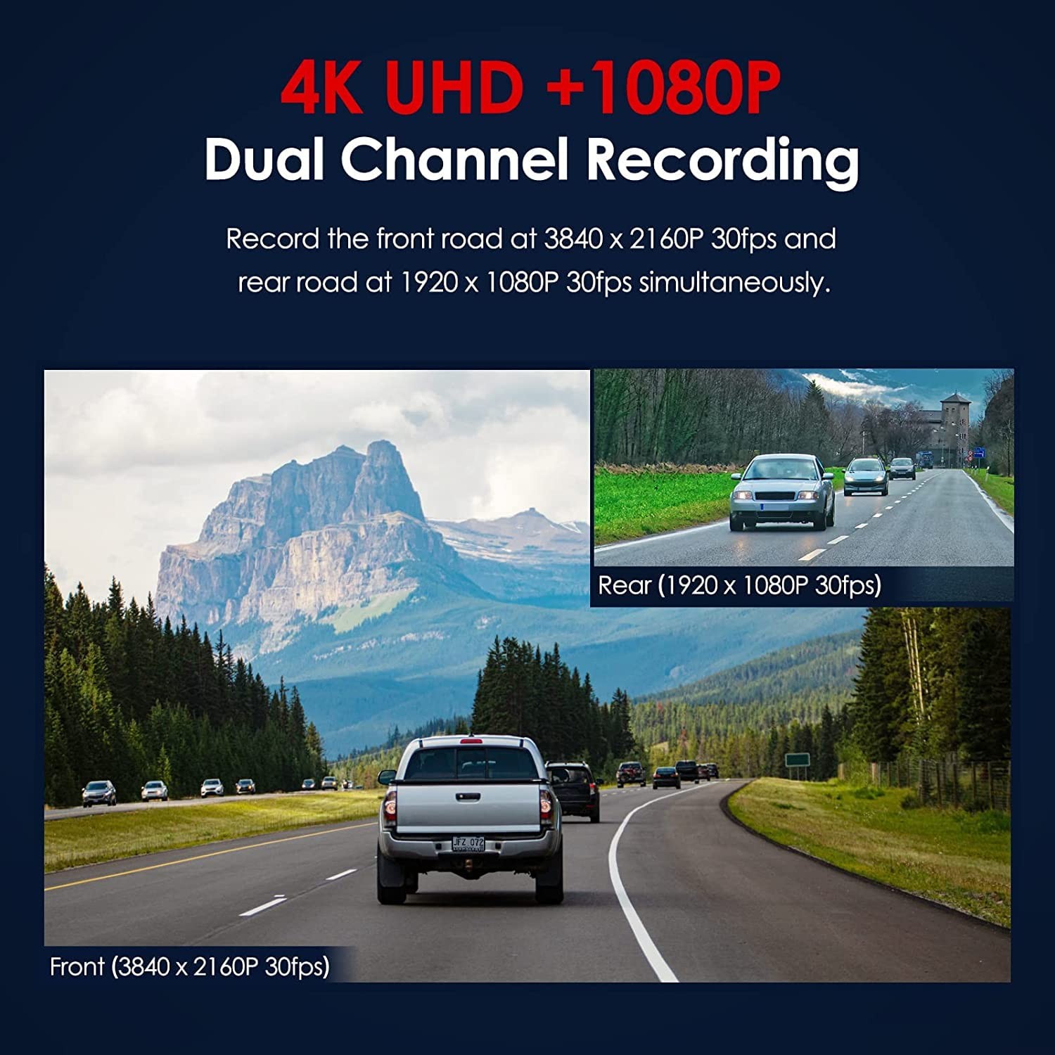 A129 Pro Duo 4K Dual Dash Cam 3840 x 2160P Ultra HD 4K Front and 1080P Rear C…