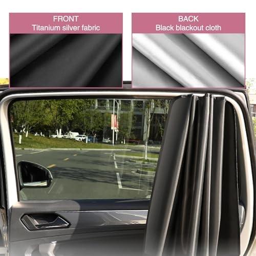 4 PCS Car Side Window Sunshade Kit, Titanium Fabric Front Rear Window Full