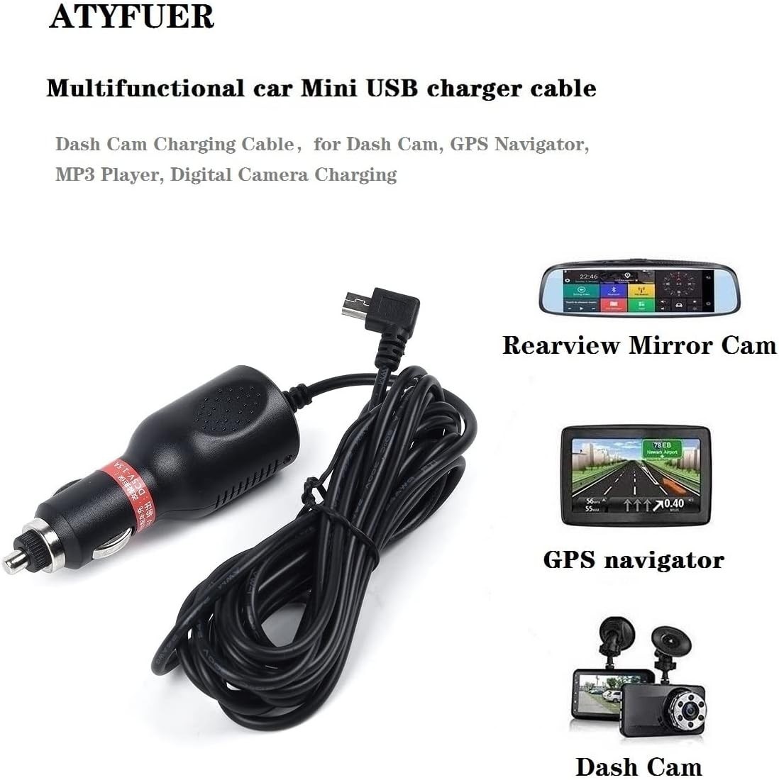Dash Cam Power Cord – High Quality Multi-Function Cable