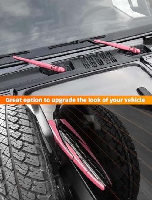 3-Piece Windshield & Rear Wiper Trim Set for Jeep Wrangler JL JLU 4xe & Pink