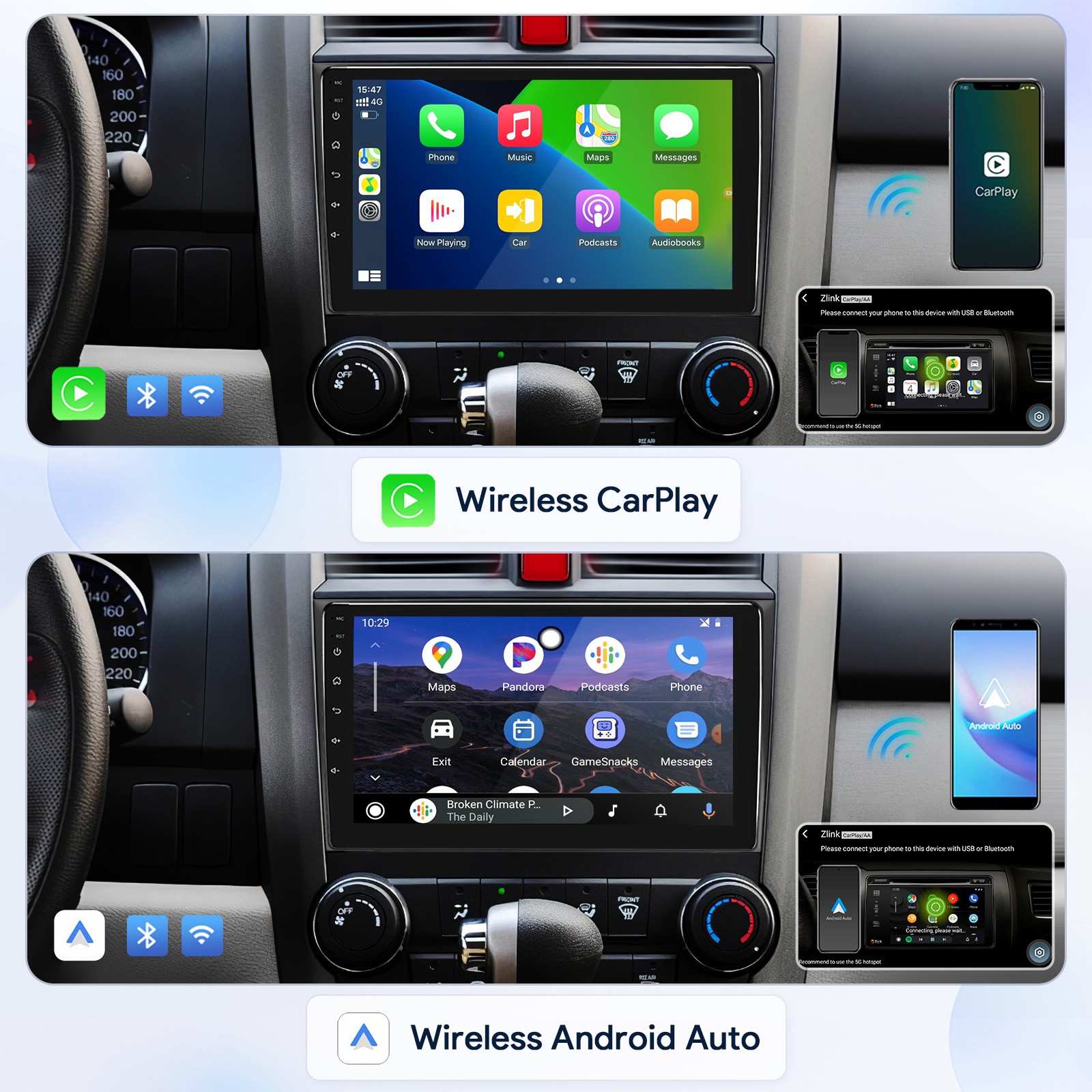 2+66G Android 13 Car Stereo Radio GPS Wifi Touch Screen Fit For Honda CRV 07-11