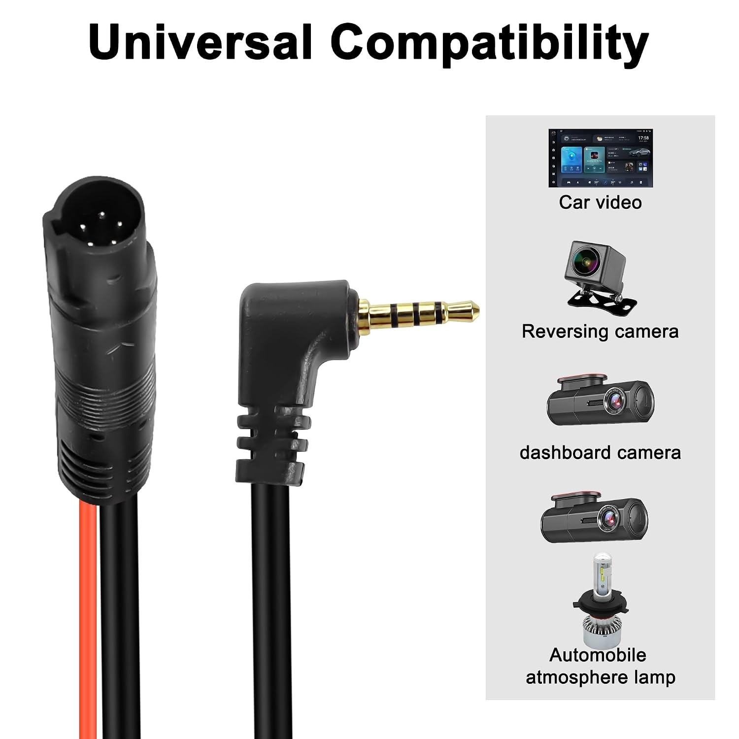 Reliable 5 Pin Dash Cam Cable – 32.8FT Male Connector for Trucks, RVs, and Buses