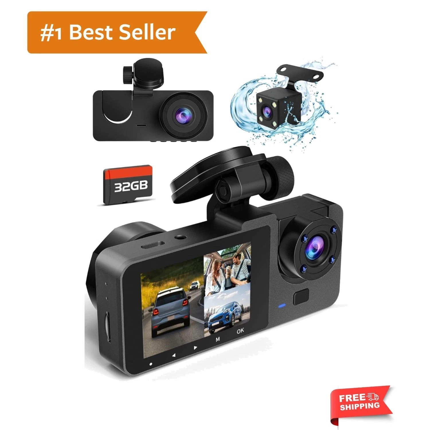 Dash Cam Front and Rear, 4K Dash Camera for Cars, Triple Car Camera with IR N…