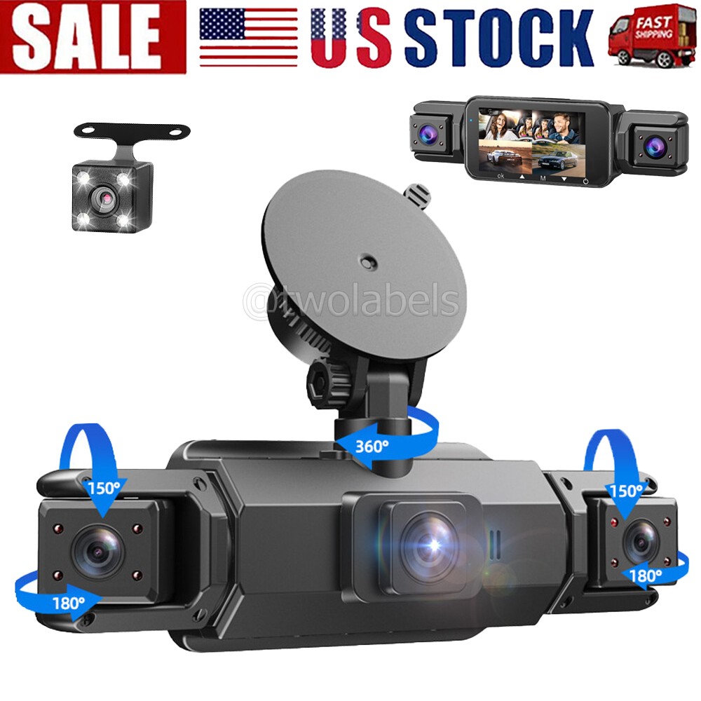 360 Degree View 4 Channel Dash Cam Front and Rear Inside Left Right, Dash Camera