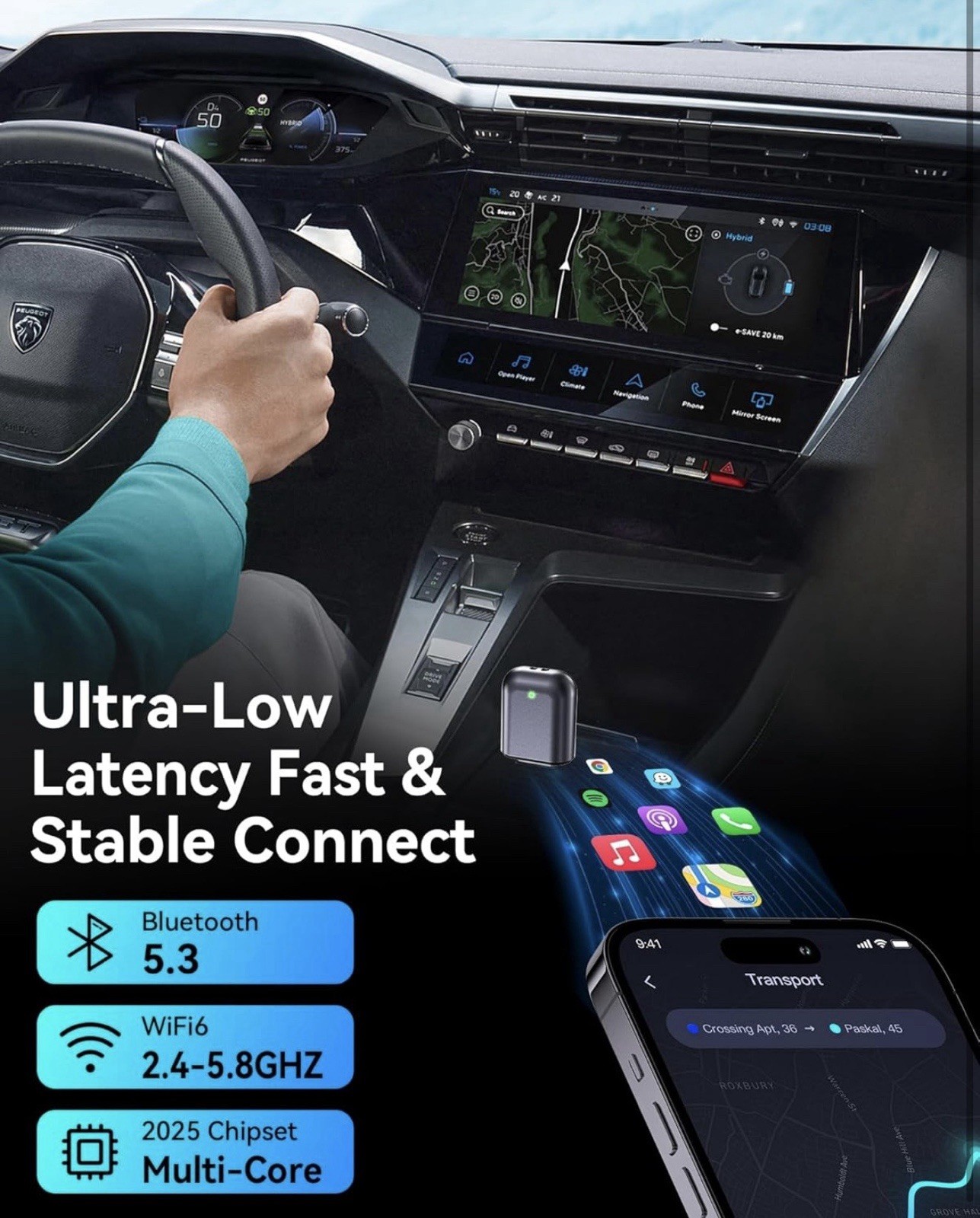 Wireless Carplay Adapter for iPhone 2025 Upgrade, Ultra-Mini USB Design for A…