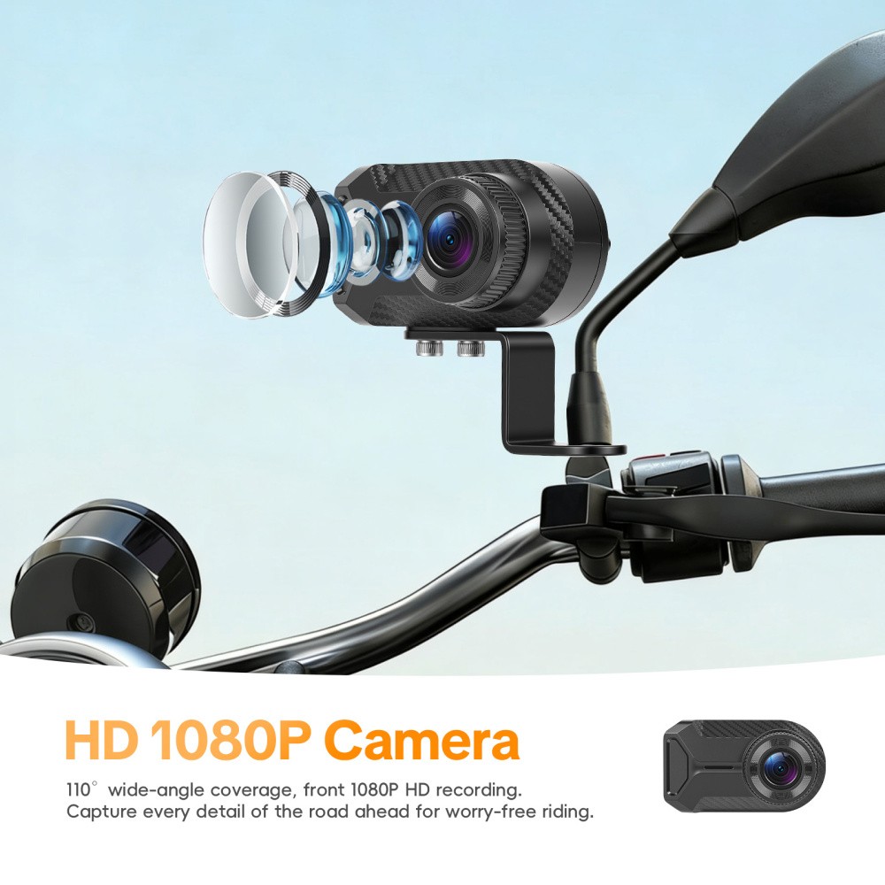 2K Motorcycle Driving Dash Camera DVR Camcorder Loop Recording Waterproof WiFi
