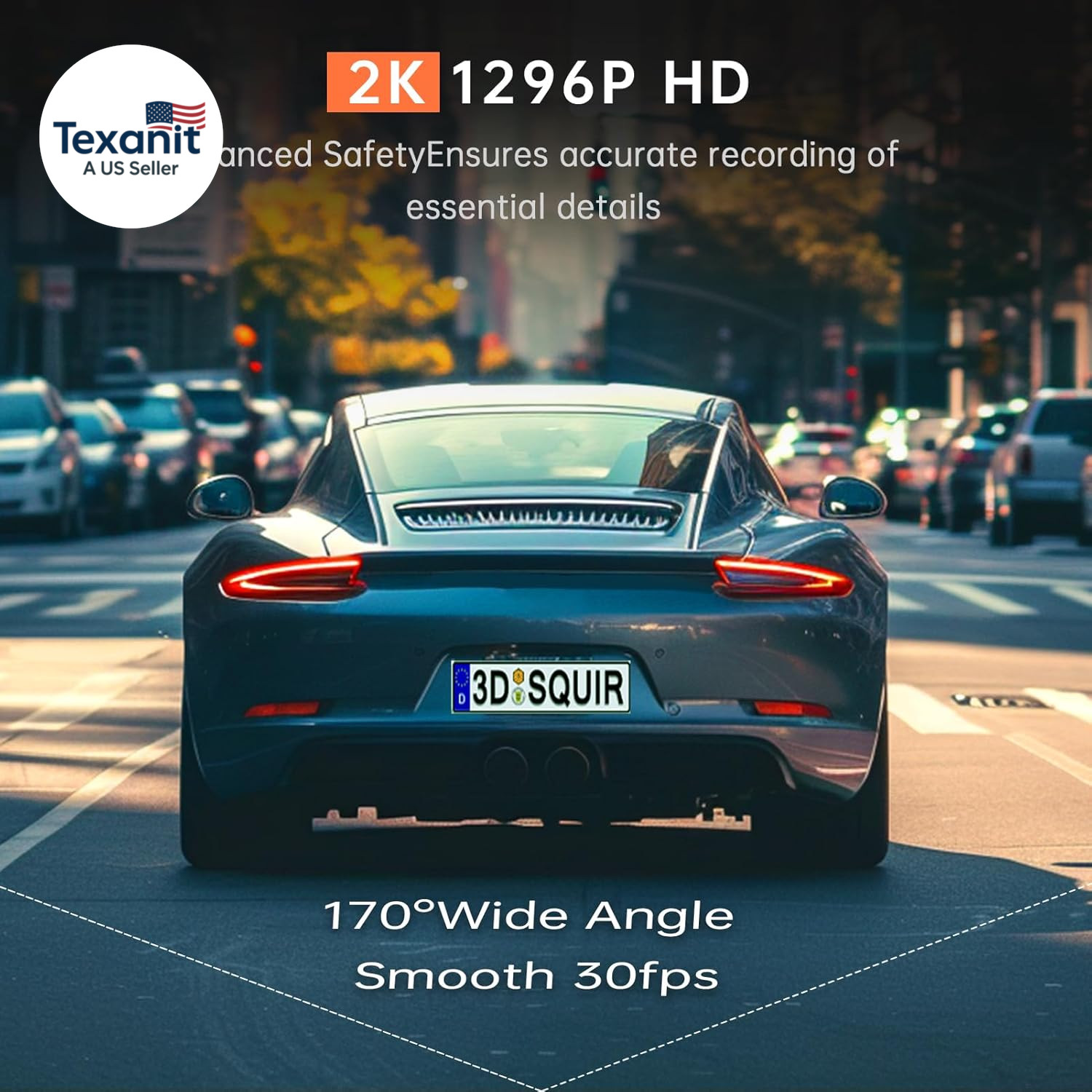 Dash Cam 1296P Front Dashcam, V300 Wifi Dash Camera for Cars with App, Night Vis