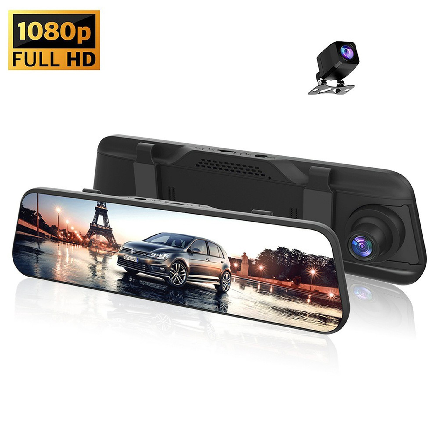 4K 10″ Dual Dash Cam Car Rear Mirror View Backup Dual Camera M40 WIFI GPS 1080P