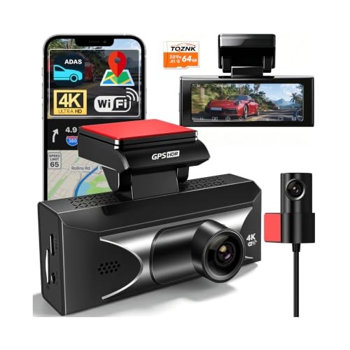 Dual Dash Cam Front 4K+2.5K Rear, 5.8GHz Wi-Fi, 20MB/s Fastest Download Speed