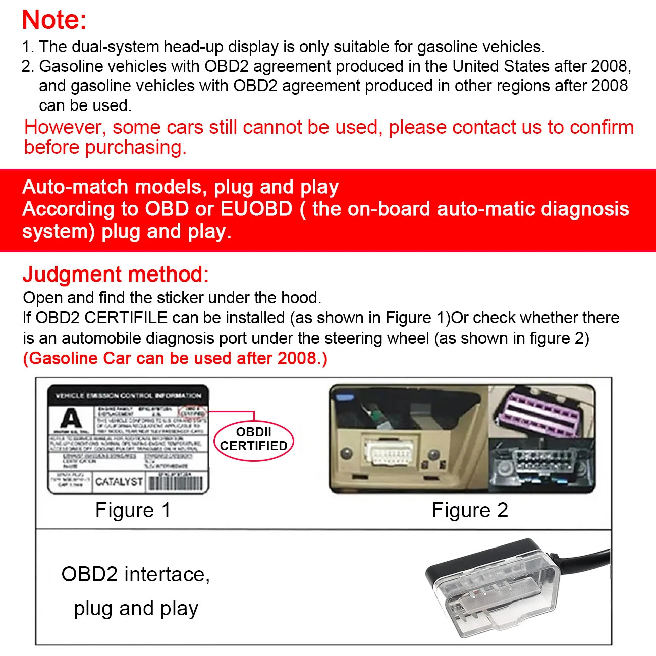 For HUD Head Up Display Auto OBD2 GPS Dual System Projector Water Temp Alarm New