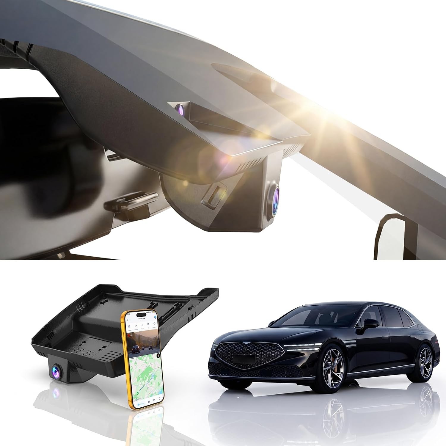 Genesis G90 2017-2022 4K OEM Style Front Dash Cam 2160P WiFi GPS 64GB Memory Car