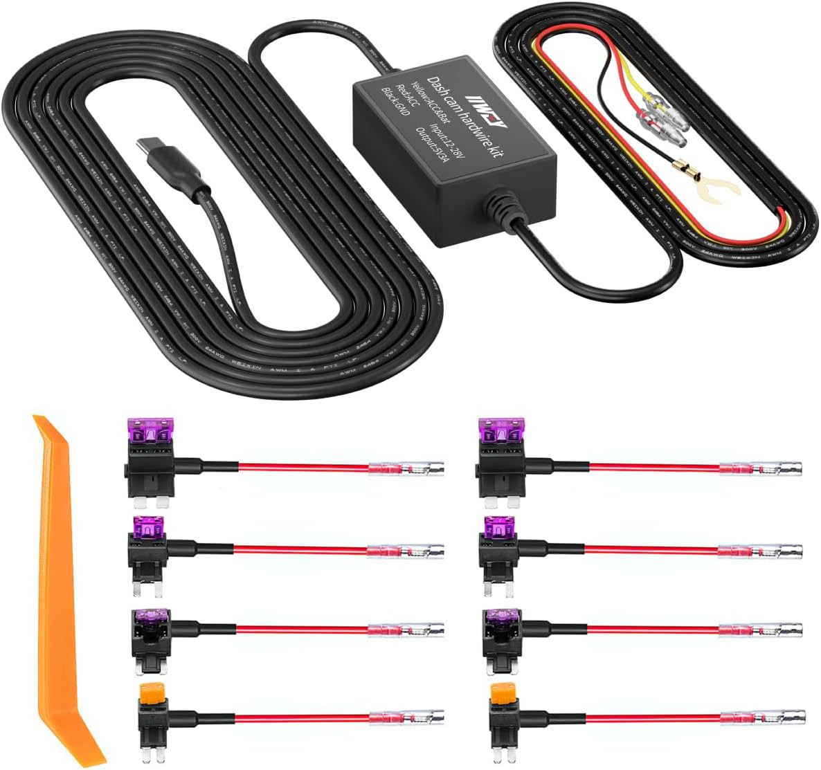 Dash Cam Hard Wire Kit for IIWEY N5/N5 PRO/N7/C3 PRO/C4 PRO/Q7 Model, 4 Meter