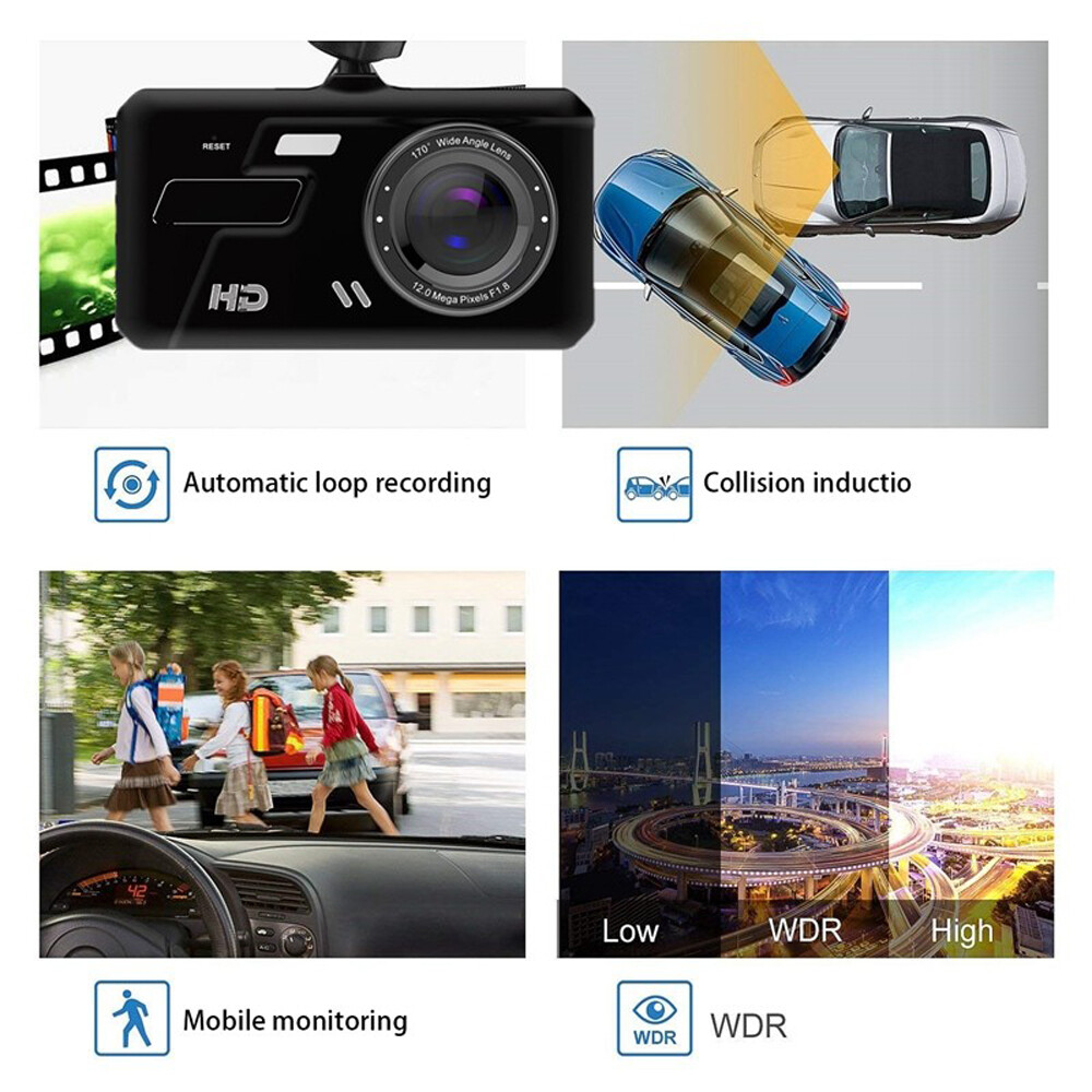 Dual Dash Cam G-sensor Car Camera Night Vision Front and Rear Parking Monitor US
