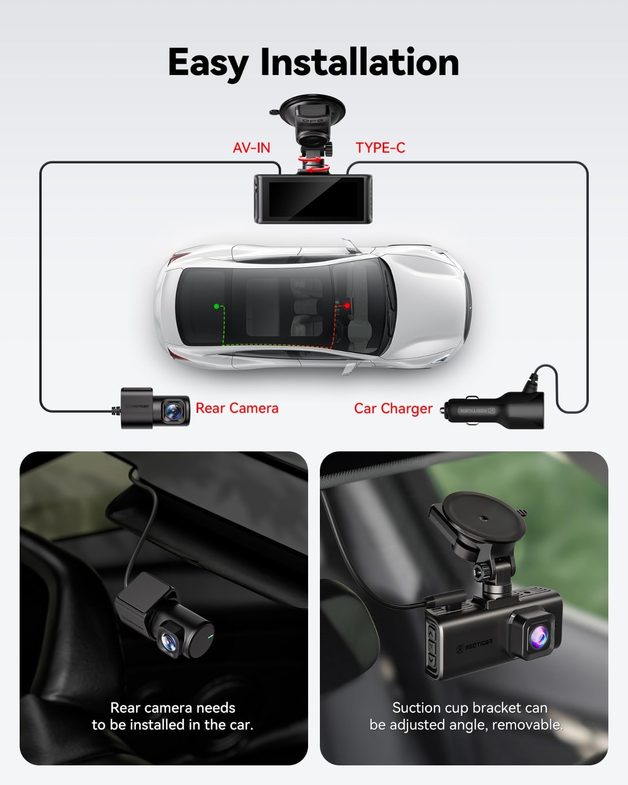 4K Dual Dash Cam Front & Rear, 5GHz WiFi, GPS, Touch Screen, Voice Control, 128G