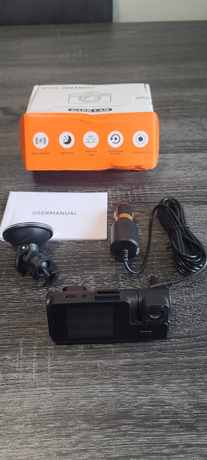 ZKCAMSPY Dual Lens Dashcam With Night Vision – 1080P HD In-Car DVR Recorder
