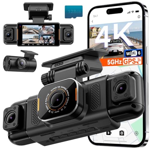 N5 PRO 4K 4 Channel Dash Cam, 360° All-Around View, 1080P Rear and Inside, 5G