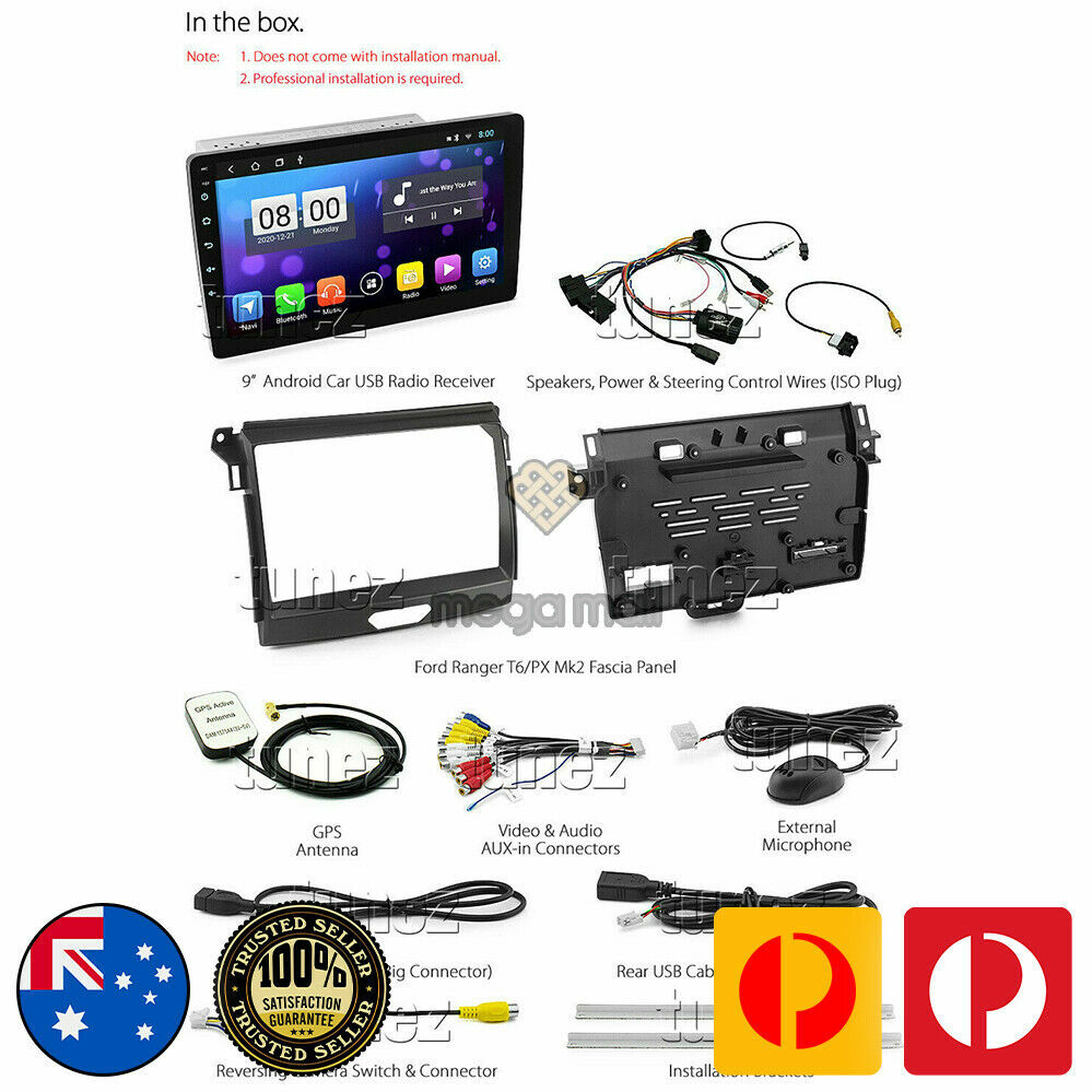 FOR FORD PX RANGER GPS SATELLITE NAVIGATION BLUETOOTH HEAD UNIT REPLACE CARPLAY