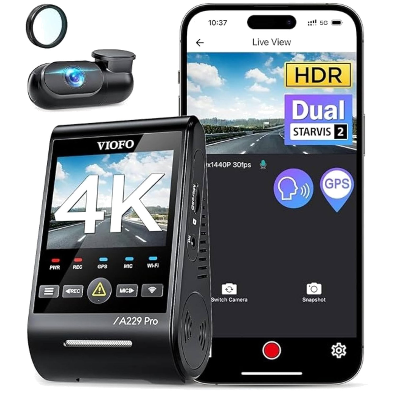 Voice Control Night Vision Car Cam