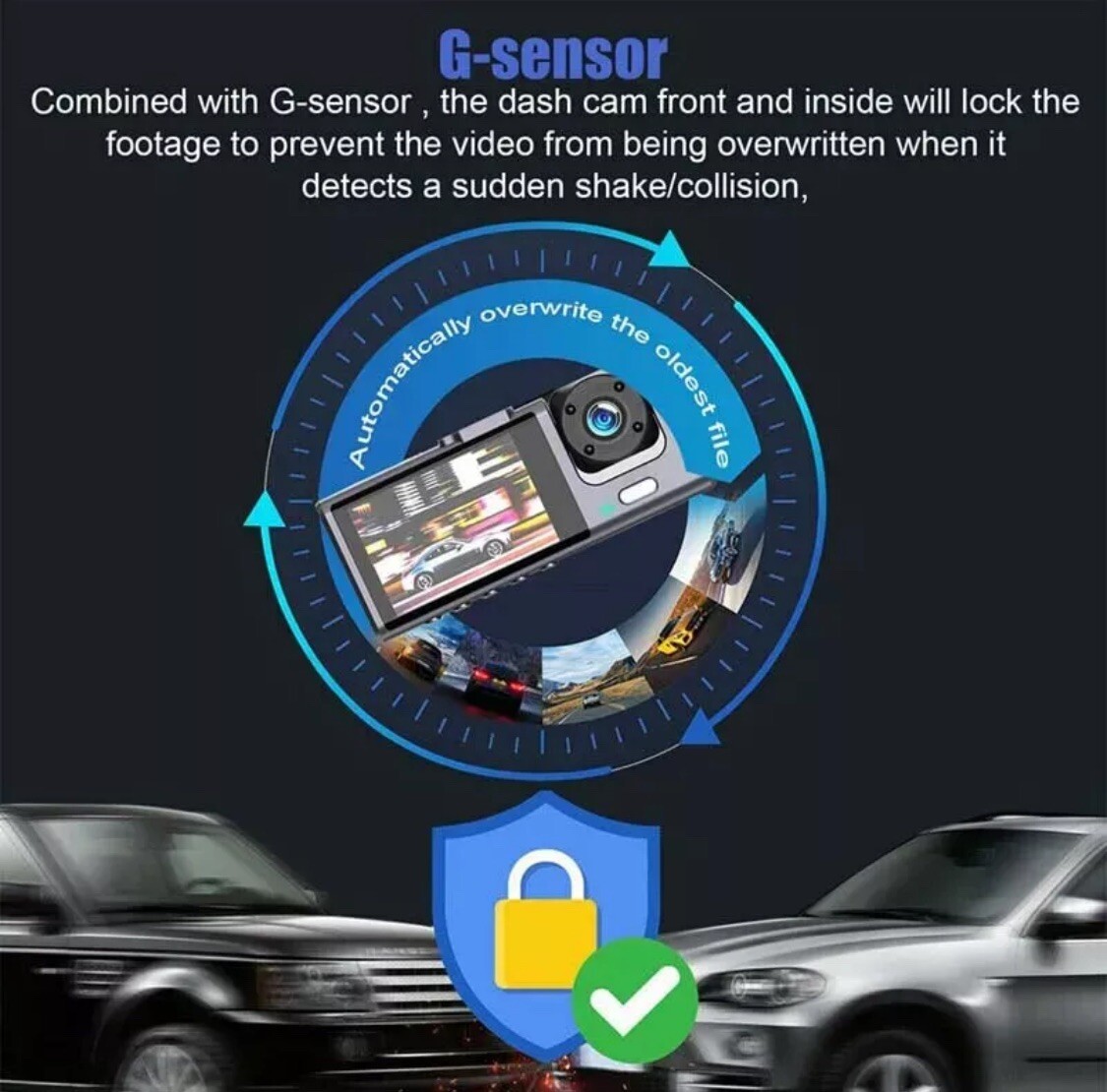 Dash Cam W/ IR Night Vision Loop Recording & 2″ IPS Screen 1080P 1/2 Camera-USA