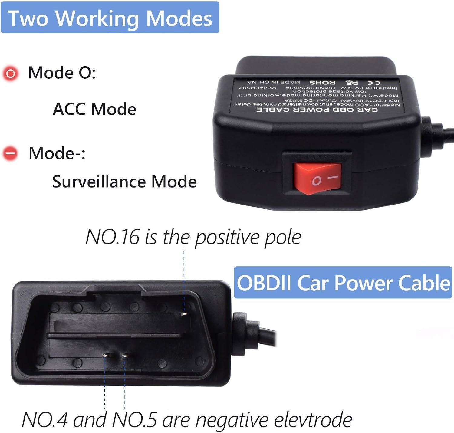 OBD Power Cable Kit Dash Camera USB to Type C Hardwire Kit for Dashcam 12-24V…