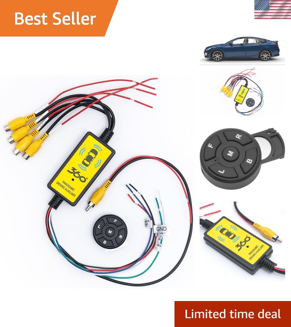 4 in 1 Car Camera Video Switcher Compatible With Dvd Monitor 360° View