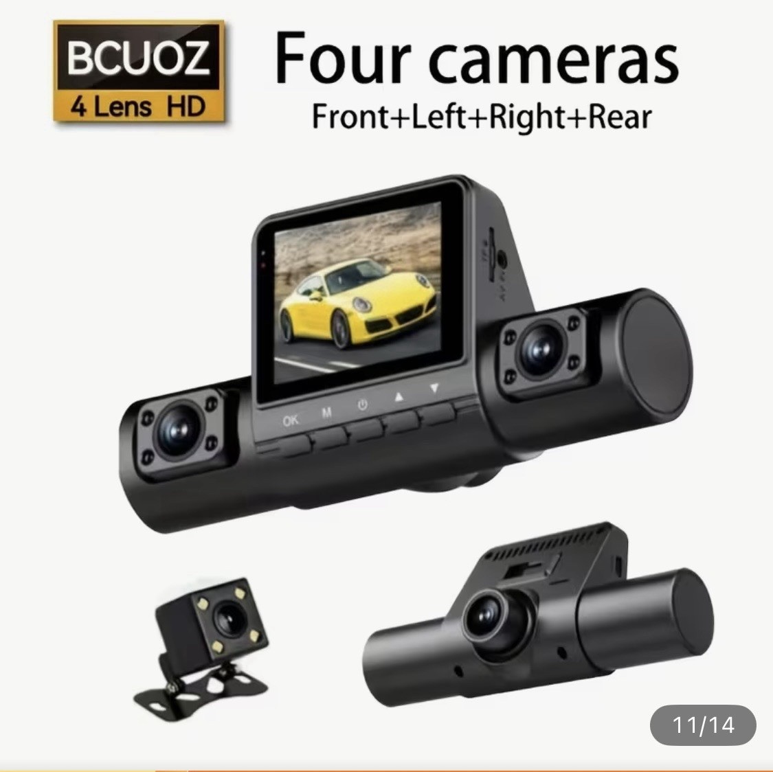 4 Channel 1080P HD Car Dash Cam Front Rear And Inside Left And Right Lenses New