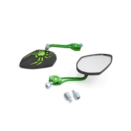 8mm 10mm Thread Dia Pattern Motorcycle Motorbike Rearview Mirror Green Car