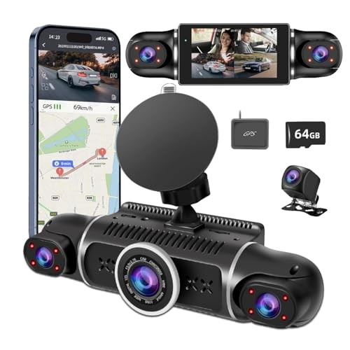 360 Dash Cam 4K Front 1080P Rear Inside WiFi