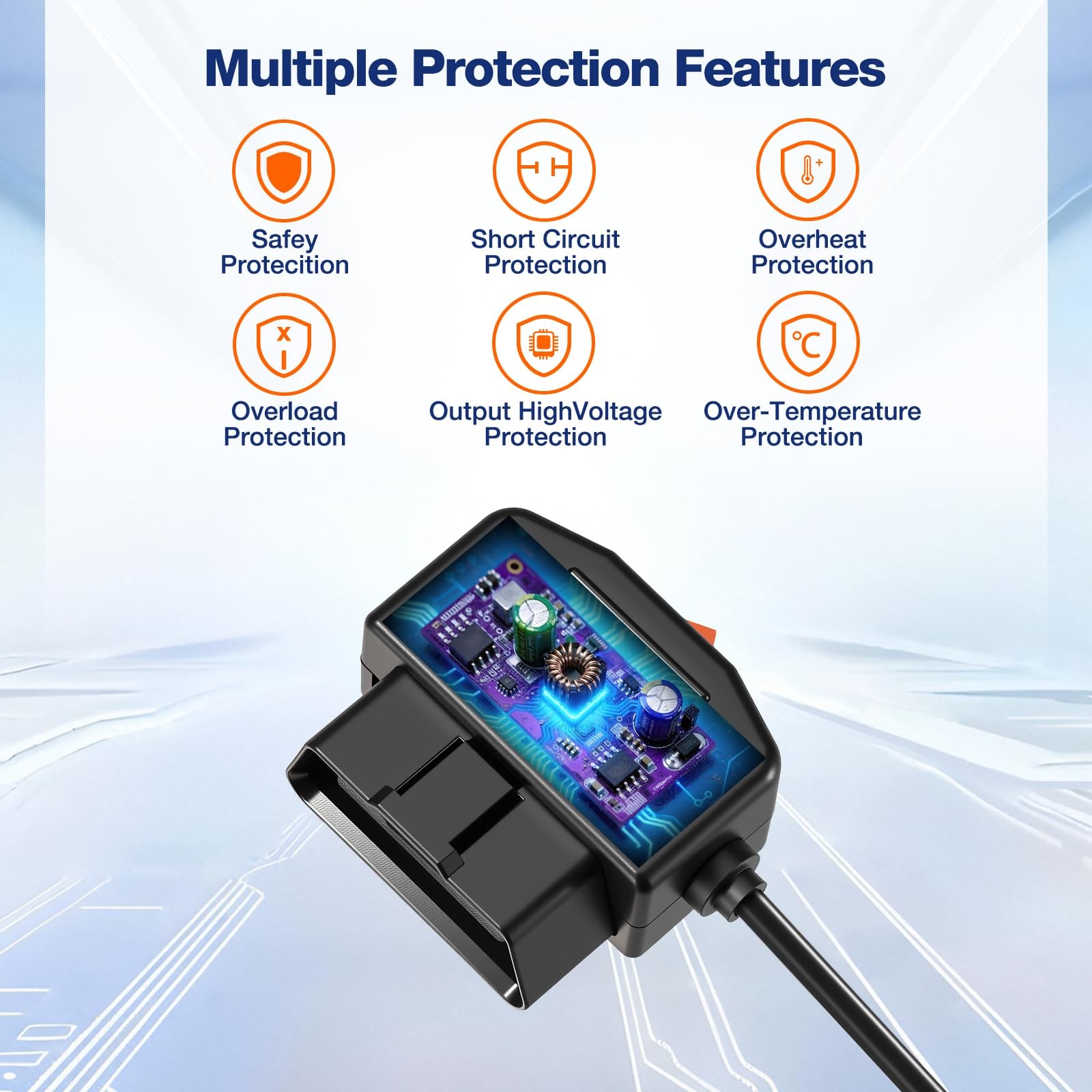 OBD Power Cable OBD2 to USB C 11.6V/23.4V 24/7 Parking Mode ACC Mode