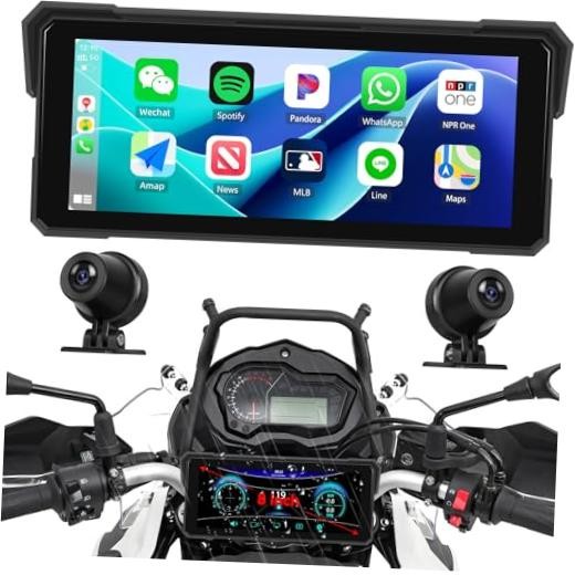 Carplay Screen for Motorcycle,Wireless 8.1 Inch with Front&Rear Camera