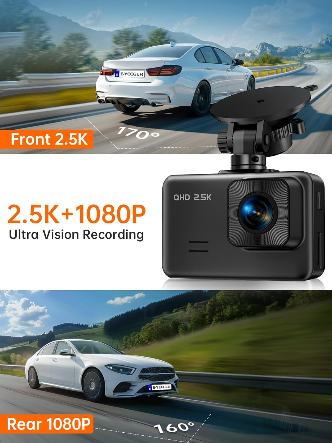 Camara Auto Delantera Trasera 2.5K 1080P 2 Pulgadas Vision Nocturna GSensor 32GB