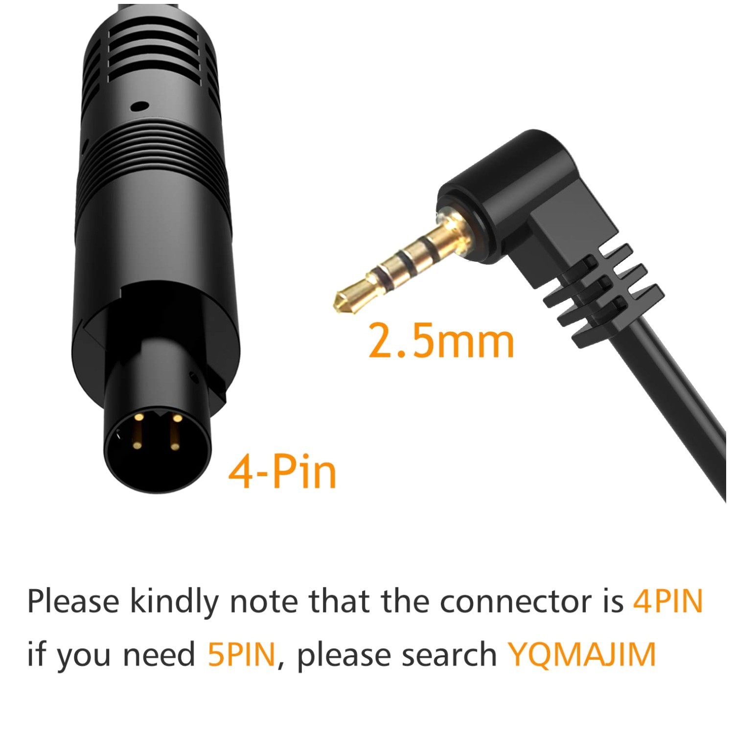 Male-to-Male Backup Camera Cable for Vehicles